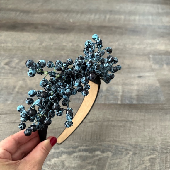 Handmade Designer Fascinator Headband  berries Blueberries Black Blue